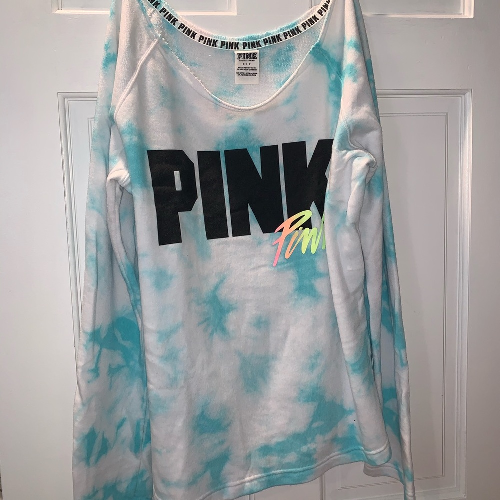 Blue tie dyed scoop neck sweatshirt